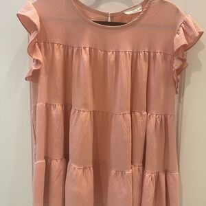 Pale Pink Ruffle Sleeve Tiered Top